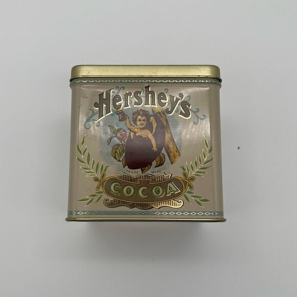 Hershey's Tin Gold Cocoa Square Metal Empty Container Bristolware - Picture 1 of 13